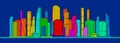 Modern colorful city. Urban town complex. Business center. Citycape futuristic pamorama. Infrastructure skyline outlines illustrat