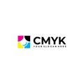 Modern colorful CMYK droplets square Logo design Royalty Free Stock Photo