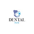 Modern colorful DENTAL HUG tooth face logo design