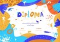 Modern colorful Diploma template for kids.