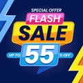 Modern Colorful Flash Sale 55 Percent Advertising Banner Vector
