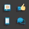 Modern colorful flat social icons set