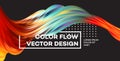 Modern colorful flow poster. Wave Liquid shape in black color background. Art design for your design project. Vector