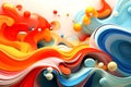 Modern colorful flow poster. Wave Liquid shape color background. Abstract art background. Orange, blue, yellow, white