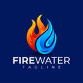 Modern colorful gradient fire water logo design