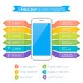 Modern colorful Infographic template with smartphone and text. Royalty Free Stock Photo