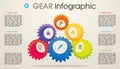 Modern colorful infographics options template vector with colorful gear on light brown background. Can be used for web design, br Royalty Free Stock Photo