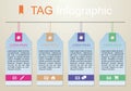 Modern colorful infographics options template vector with colorful tags on light brown background. Can be used for web design, br Royalty Free Stock Photo