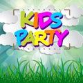 Modern colorful Kids party emblem for children playground for pl