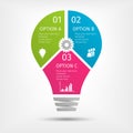 Modern colorful light bulb infographics. Business startup idea lamp concept with 3 options, parts, steps or processes Royalty Free Stock Photo