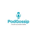 Modern colorful POD GOSSIP microphone Logo design