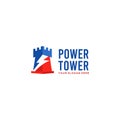 Modern Colorful POWER TOWER lightning Logo design
