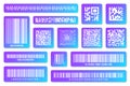 Modern colorful product barcodes and QR codes. Identification tracking code. Serial number, product ID with digital