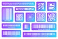 Modern colorful product barcodes and QR codes. Identification tracking code. Serial number, product ID with digital