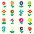 Modern colorful simple retro small flowers set of icons eps10 Royalty Free Stock Photo