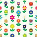 Modern colorful simple retro small flowers set of icons seamless pattern eps10 Royalty Free Stock Photo