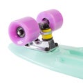 Modern colorful skateboard - pennyboard isolated on white, wheels close up Royalty Free Stock Photo