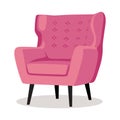 Modern pink soft armchair with upholstery - interior design element isolated on white background. Royalty Free Stock Photo