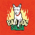 Homemade salsa sticker called Bad Dog