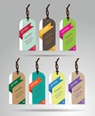 Modern colorful tags and hanging labels design with sample text, create by vector Royalty Free Stock Photo