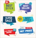 Modern colorful tags and stickers premium quality and best seller collection Royalty Free Stock Photo