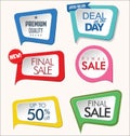 Modern colorful tags and stickers premium quality and best seller collection Royalty Free Stock Photo