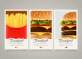 Modern colorful vertical fastfood banners. Food flyer set