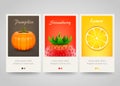 Modern colorful vertical fruit, vegetable and berry banners