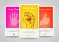 Modern colorful vertical hand motive banners.