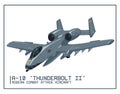 Modern combat subsonic armored jet attack aircraft - A-10 Thunderbolt II. Isolated combat military plane