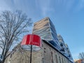 A modern combined old house with elements of a modern new house and a city sign Royalty Free Stock Photo