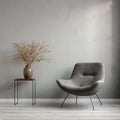 Modern comfort Light grey wall with a stylish armchair, text space