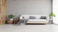 Modern Comfort - A Stylish Gray Sofa Adorned with Decorative Cushions in an Open Space Flat