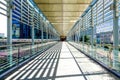 Modern commercial building corridor glass and steel frame structure Royalty Free Stock Photo