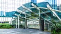 Modern commercial building entrance glass and steel frame structure Royalty Free Stock Photo