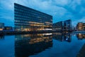 Modern commercial buildings beside the canals Royalty Free Stock Photo