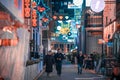 Modern commercial city internet celebrity street with crowded people, street night view of China Royalty Free Stock Photo