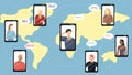 Modern Communication Concept. People From Different Countries Around The World Communicate With Each Other Through The