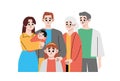 Portrait of big happy family with children, mother, father, grandfather and grandmother Royalty Free Stock Photo