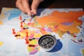 Modern compass with pushpins on world map Royalty Free Stock Photo