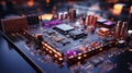 Modern computer board microcircuit microchip motherboard with processor
