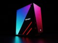 Modern computer case with rgb lighting isolated on white background Royalty Free Stock Photo