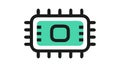 Modern Computer Chip Icon, Processor Technology Symbol, vector design Generative AI Royalty Free Stock Photo