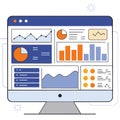 Modern computer display showcases comprehensive digital data visualization and analysis interface Royalty Free Stock Photo