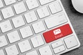 Modern computer keyboard with envelope sign on button, closeup. Sending email letters Royalty Free Stock Photo