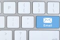 Modern keyboard with envelope sign on button, top view. Sending email letters Royalty Free Stock Photo