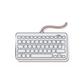 Modern computer keyboard hand drawn with wire cable for desktop input, minimalist design for business or personal tech Royalty Free Stock Photo