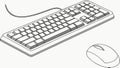 Modern computer keyboard and mouse, essential digital workspace tools vector design Generative AI Royalty Free Stock Photo