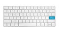 Modern computer keyboard and quality control button isolated on white Royalty Free Stock Photo