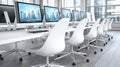Modern Computer Lab with City Views and White Royalty Free Stock Photo